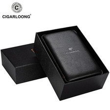 New Cedar Wood Black Leather Cigar Humidor Case Cigar Box UK SELLER