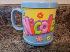 Name: NICOLE- NEW Personalized Kids Childs Mug Cup Plastic 10oz. 3D John Hinde