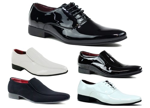 Mens white patent lace - patent,