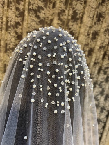 Pearls bridal veil mantilla