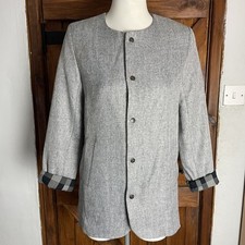 Drop Dead Womens Grey Herringbone Long Sleeve Graphic Print Jacket UK 10