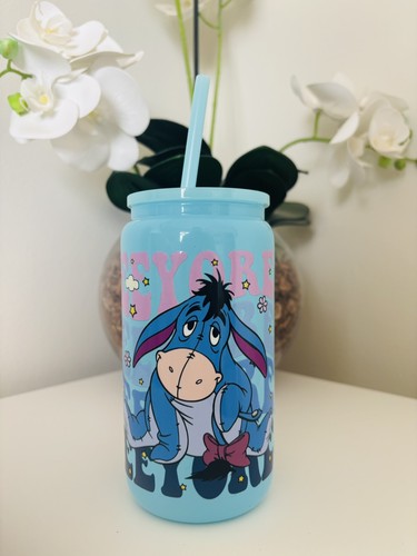 16oz eeyore blue glass - glass, tumbler
