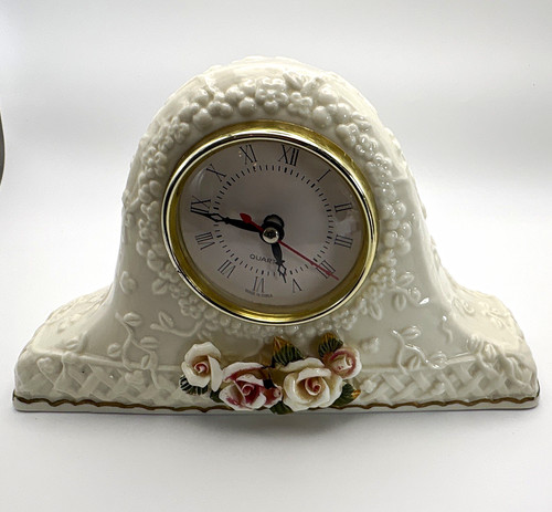 Ceramic floral desk clock - ceramic,
