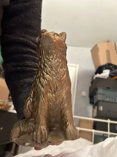 Gold coloured wolf figurine - coloured,