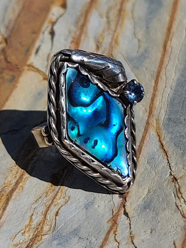Vintage paua shell - shell, sterling