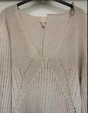 H & M Boho Cream Fringed Oversized V Neck Jumper XL Worn Once Chest Approx. 52”