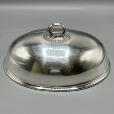 Antique Victorian Silver Plated Cloche Small Meat Dome Food Cover Oval