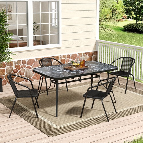Marble effect table rattan - marble,