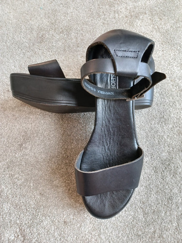 Topshop black leather flatform - black,