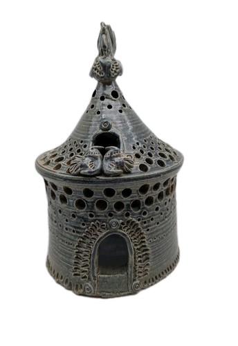 Art pottery fairy toad - fairy, house