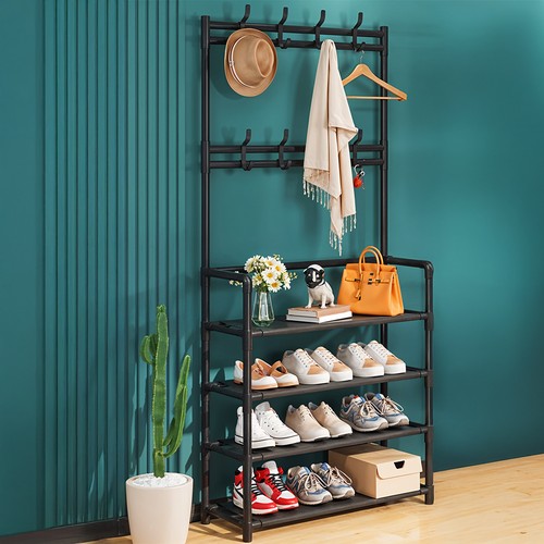 Entryway coat rack with - with, shoe