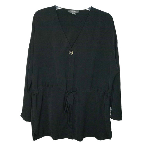 Primark black belted blouse - black,