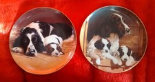 2 "Spaniels" Decorative Plates by Nigel Hemming from Franklin Mint. 8" Diameter.