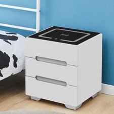 3 Drawers White Bedside Tables