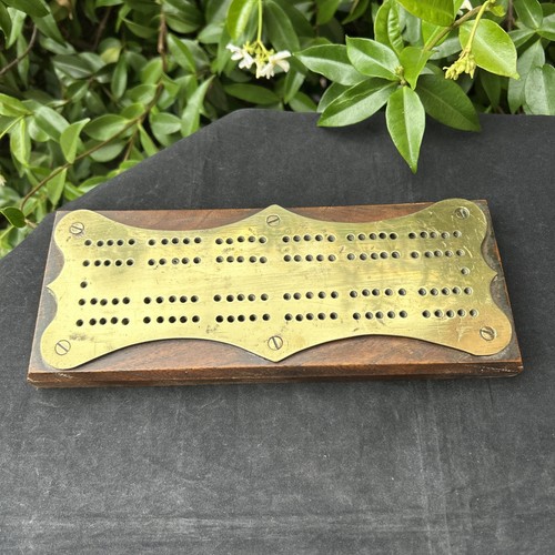 Vintage brass wood cribbage - vintage,