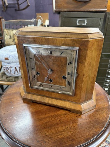 Vintage art deco walnut mantel - vintage,