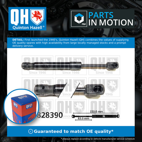 Boot gas strut fits - fits, range
