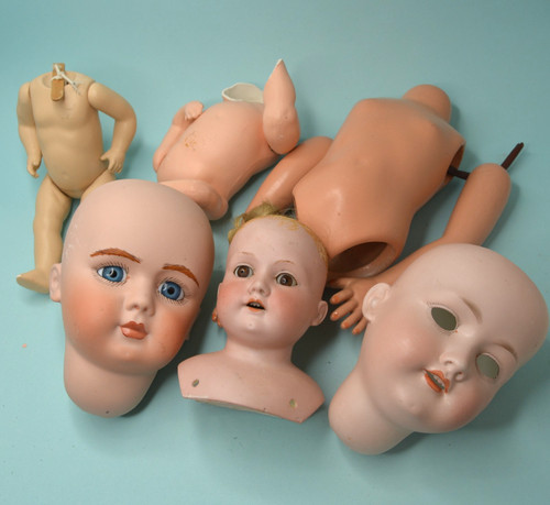 Lot doll heads parts - doll, armand