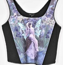 Ink And Feather Goth Emo Victorian Portrait Fairy Print Corset Bodice Tank Top 