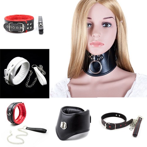 Fetish leather collar with - pu,