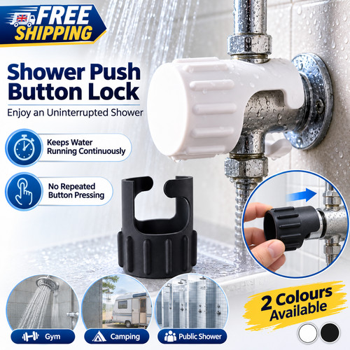 Public shower push button - shower, lock