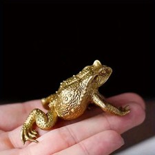 Mini Brass Copper Metal Toad Figurine – Desk Buddy Ornament Collectible