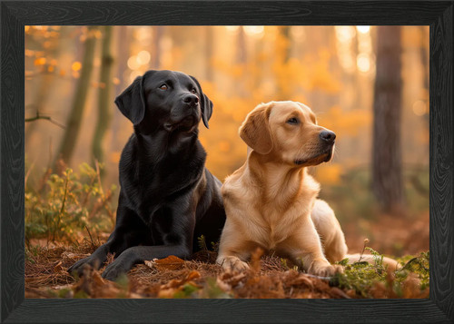 Labrador forest dogs - forest, framed