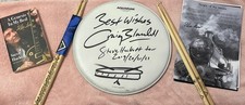 Steve Hackett & Craig Blundell Signed Bundle Drumhead Drumsticks Memoir Lyrics