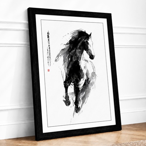 Horse motion japandi framed - motion,