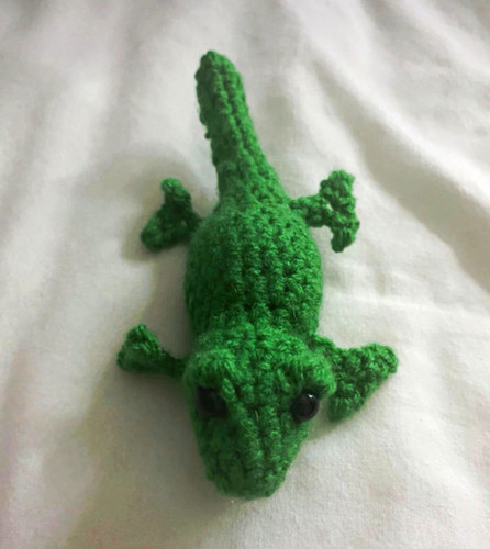Handmade crochet green lizard - handmade,