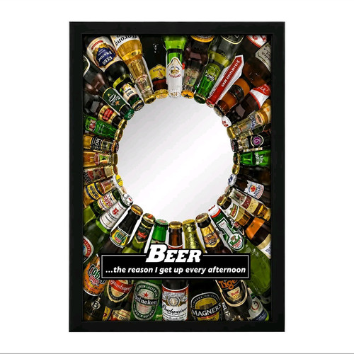Beer bottle decorative mirror - bottle,