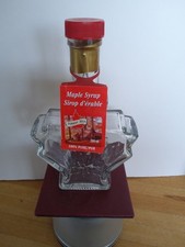 "Turkey Hill" Canadian Maple Leaf Shape Clear Glass Syrup Bottle Embossed Empty
