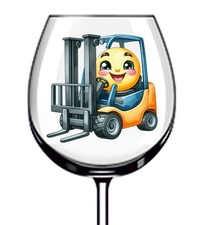 12x Colourful Forklift Truck Vinyl Sticker Decal Tumbler Wine Glass Bottle Car