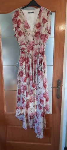 Floral dip hem dress size - size, l