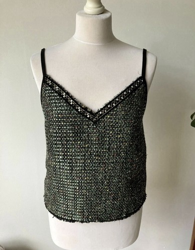 Zara green black vest top - green,