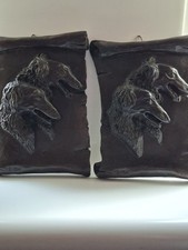 BORZOI BRONZE RESIN DOG WALL PLAQUES BY BRIAN ELTON