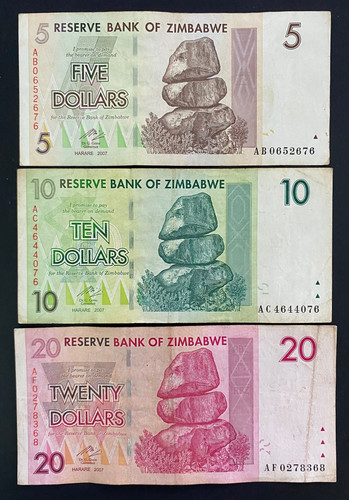 Zimbabwe and 20 dollar - 20,