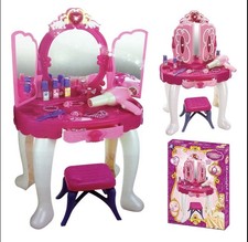 Princess Vanity Dressing Table & Stool Toy Kids Girls Role Play with Accessories