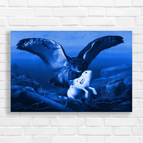 Majestic owl and - owl, hare