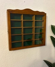 Small Glass Green Baize Wooden Display Cabinet