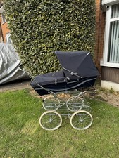 Navy Blue Silver Cross Pram