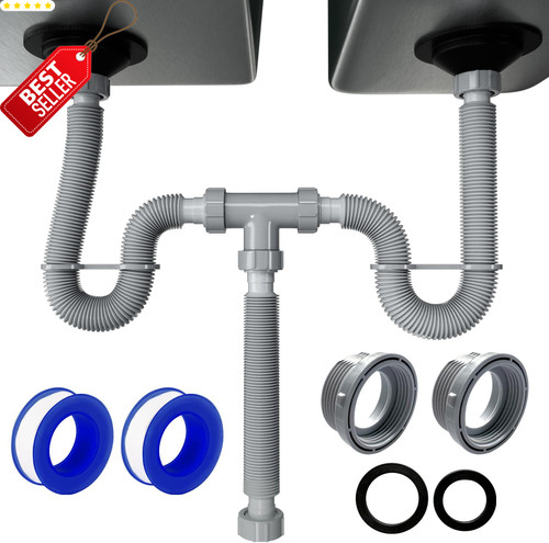 Double sink drain pipe kit - double,