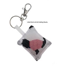 Scottie Dog Padded Keyring/Handbag Charm.