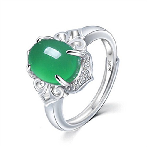 Green natural jade rings stone - green,