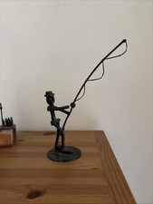 Metal Fisherman Ornament Fishing Bolts And Nuts, 24 Cm From Rod To Tabletop