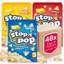 48 x85g Microwave Popcorn Sweet Salted Butter Flavour Movie Cinema Theatre Party