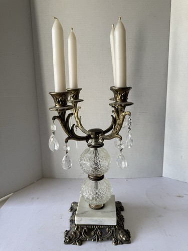 Vintage light brass crystal - 4, brass/crystal