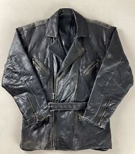 Vintage Distressed Leather Biker Jacket Motorcycle Jacket Brown Size 44