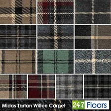 Midas Tartan Wilton Carpet 11mm Woven Backed Patterned Stain Resistant Lounge