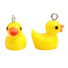 ❤ 10 x Silver Loop Resin Yellow RUBBER DUCK Charm/Pendant 20mm jewellery Making❤
